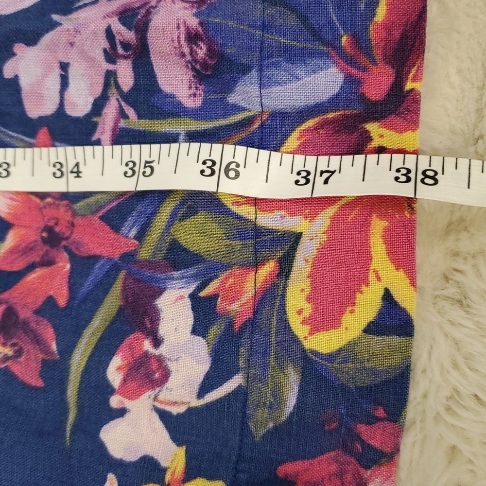 Tommy Bahama Blue Tropical Orchids Floral Linen Dress L - Picture 13 of 14